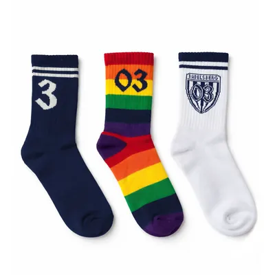 Blauweissbunte Socken